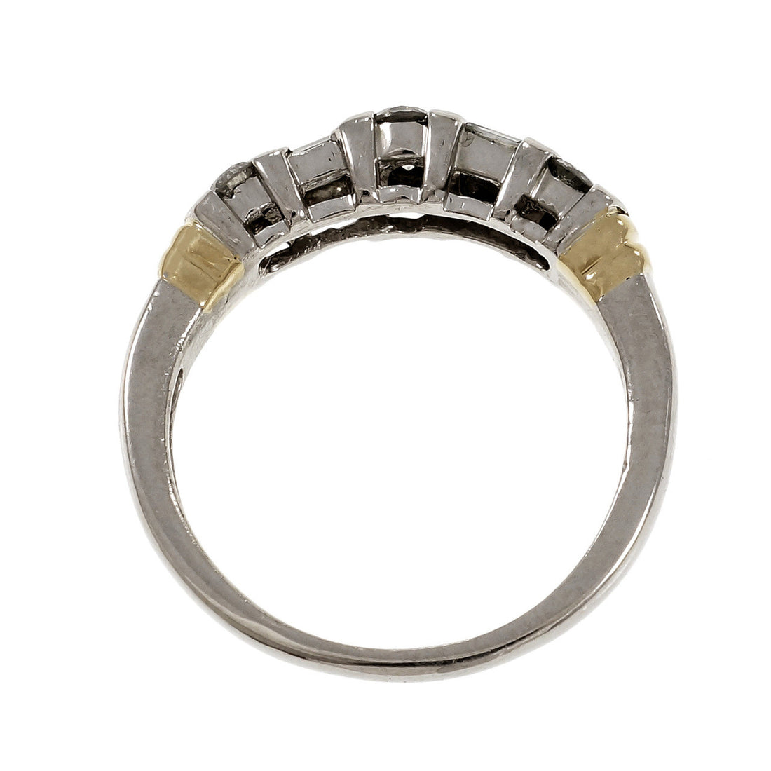 Estate Round Baguette Graduated Diamond Wedding Band Ring Platinum 18k Gold – image 6