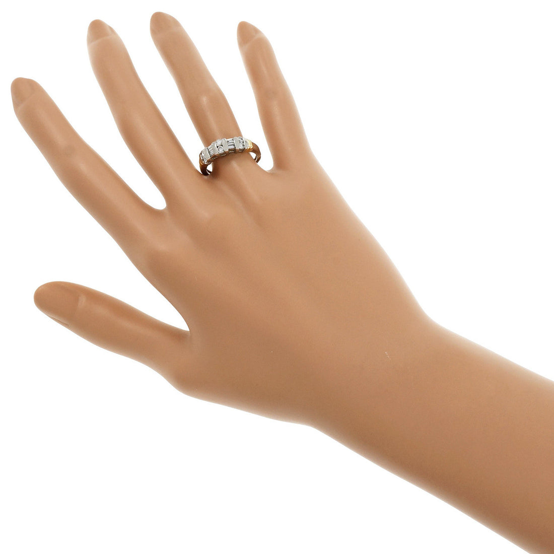 Estate Round Baguette Graduated Diamond Wedding Band Ring Platinum 18k Gold – image 7