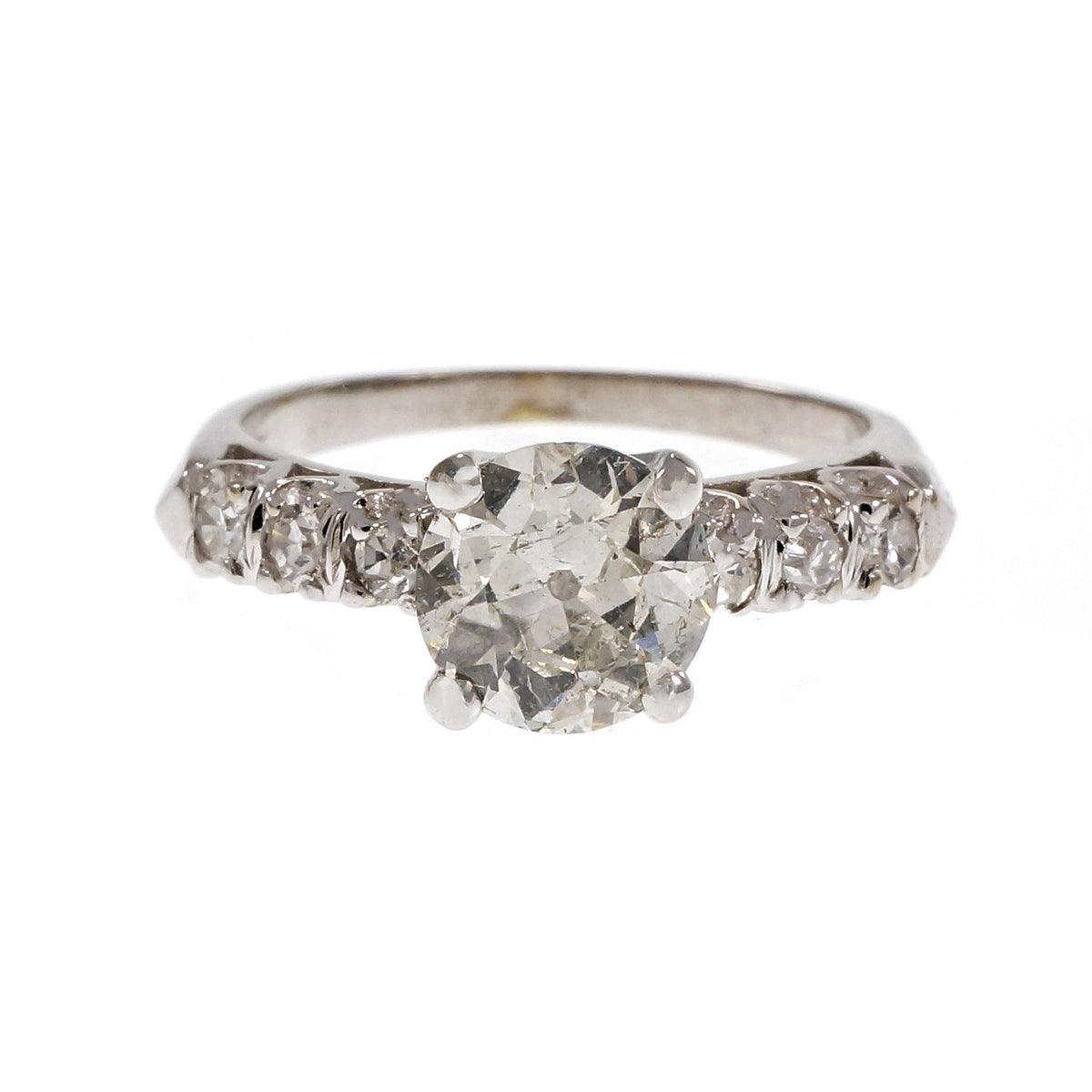 Vintage 1940 Old European Cut Diamond Engagement Ring Platinum