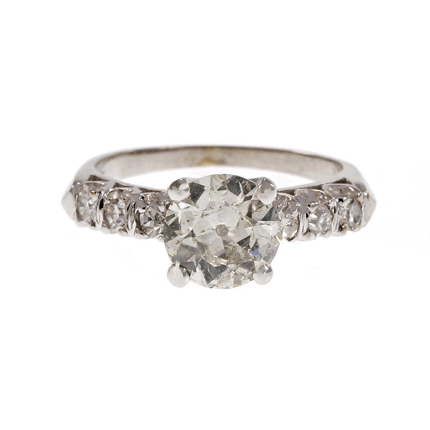 Vintage 1940 Old European Cut Diamond Engagement Ring Platinum