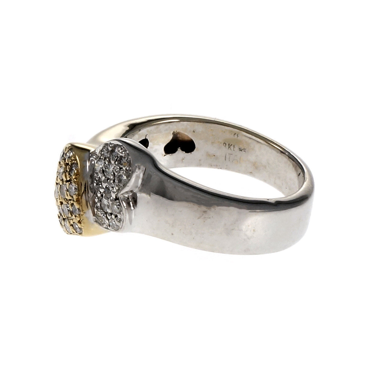 Estate Two Heart Pavé Diamond Ring 18k Yellow White Gold – image 4