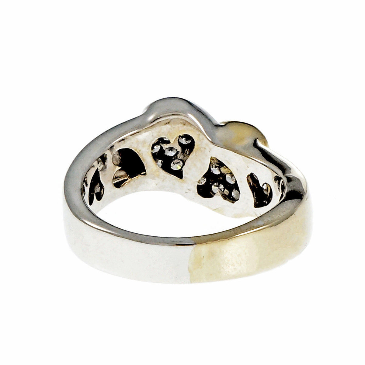 Estate Two Heart Pavé Diamond Ring 18k Yellow White Gold – image 5