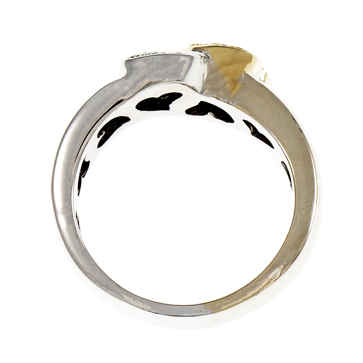 Estate Two Heart Pavé Diamond Ring 18k Yellow White Gold – image 6