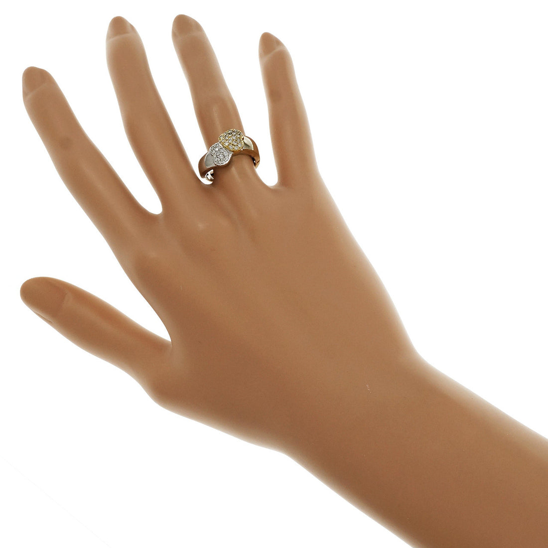 Estate Two Heart Pavé Diamond Ring 18k Yellow White Gold – image 7