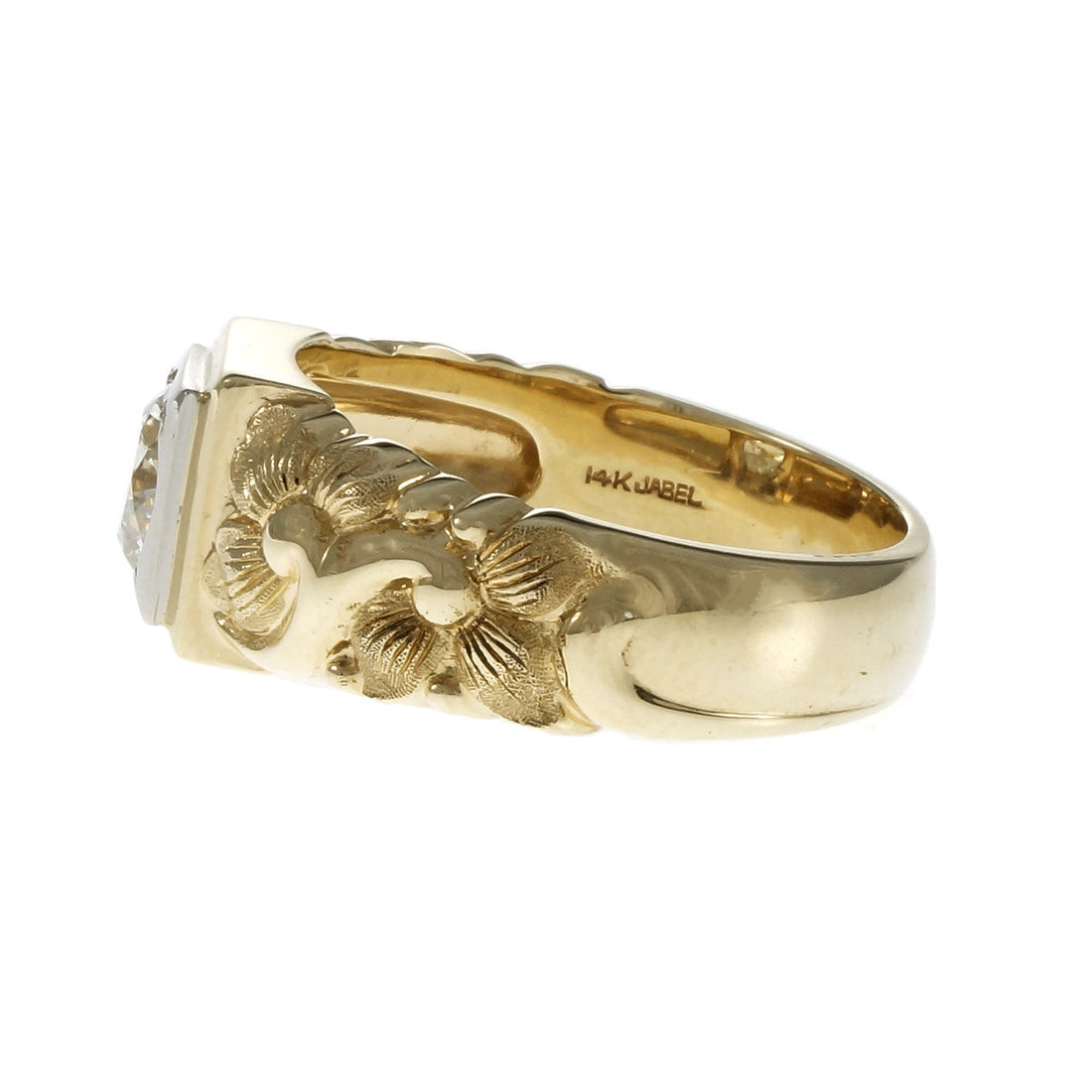 Vintage 1950 Men’s Jabel Ring Transitional Cut Diamond 14k Yellow Gold – image 3