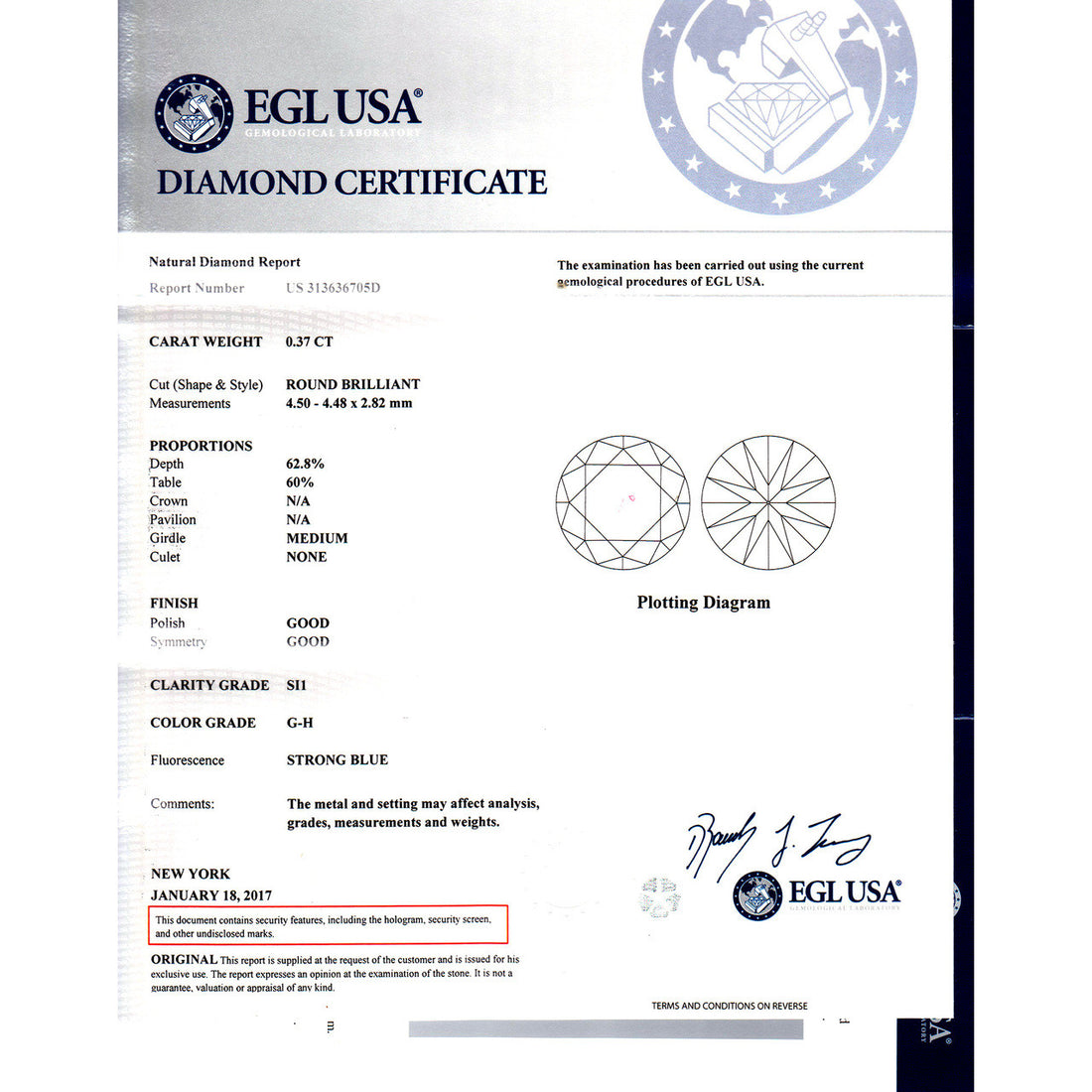 EGL .37 Carat Bezel Set Round Diamond Platinum Engagement Ring – image 3