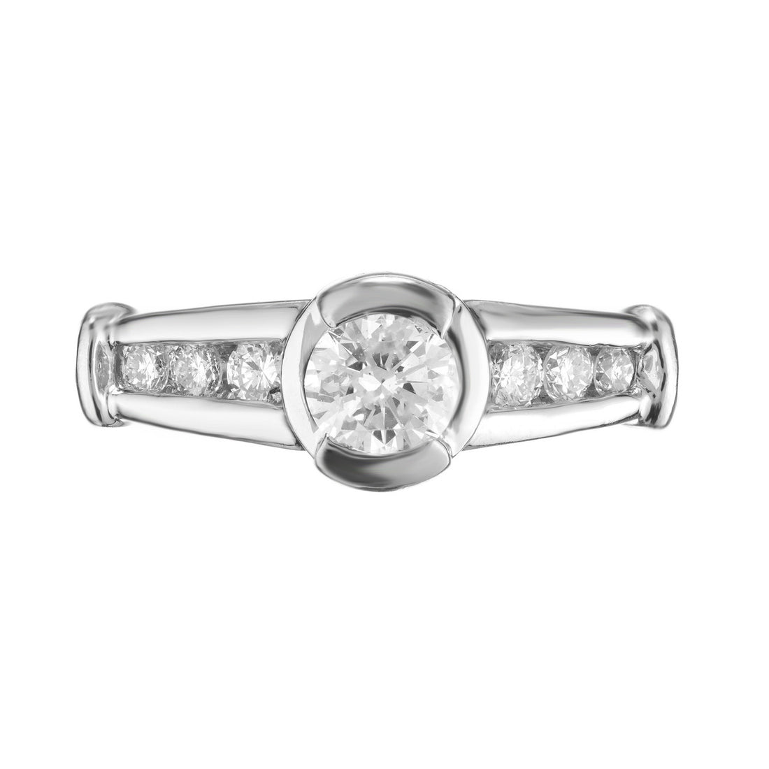 EGL .37 Carat Bezel Set Round Diamond Platinum Engagement Ring – image 2