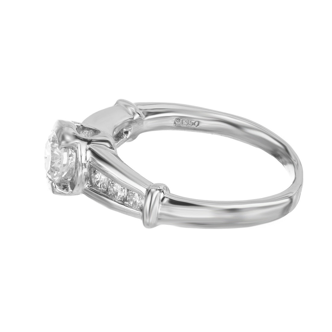 EGL .37 Carat Bezel Set Round Diamond Platinum Engagement Ring – image 6