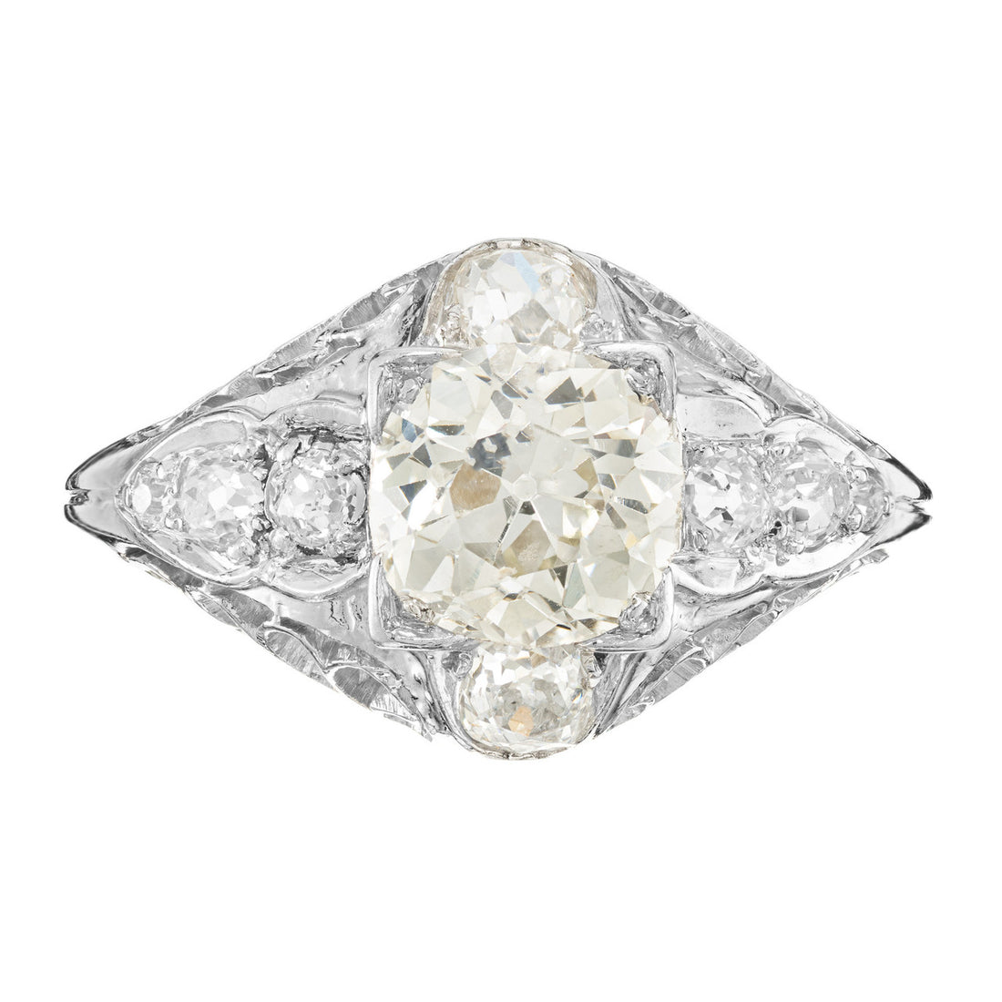 EGL Certified 1.40 Carat Victorian Diamond Filigree Platinum Engagement Ring – image 2