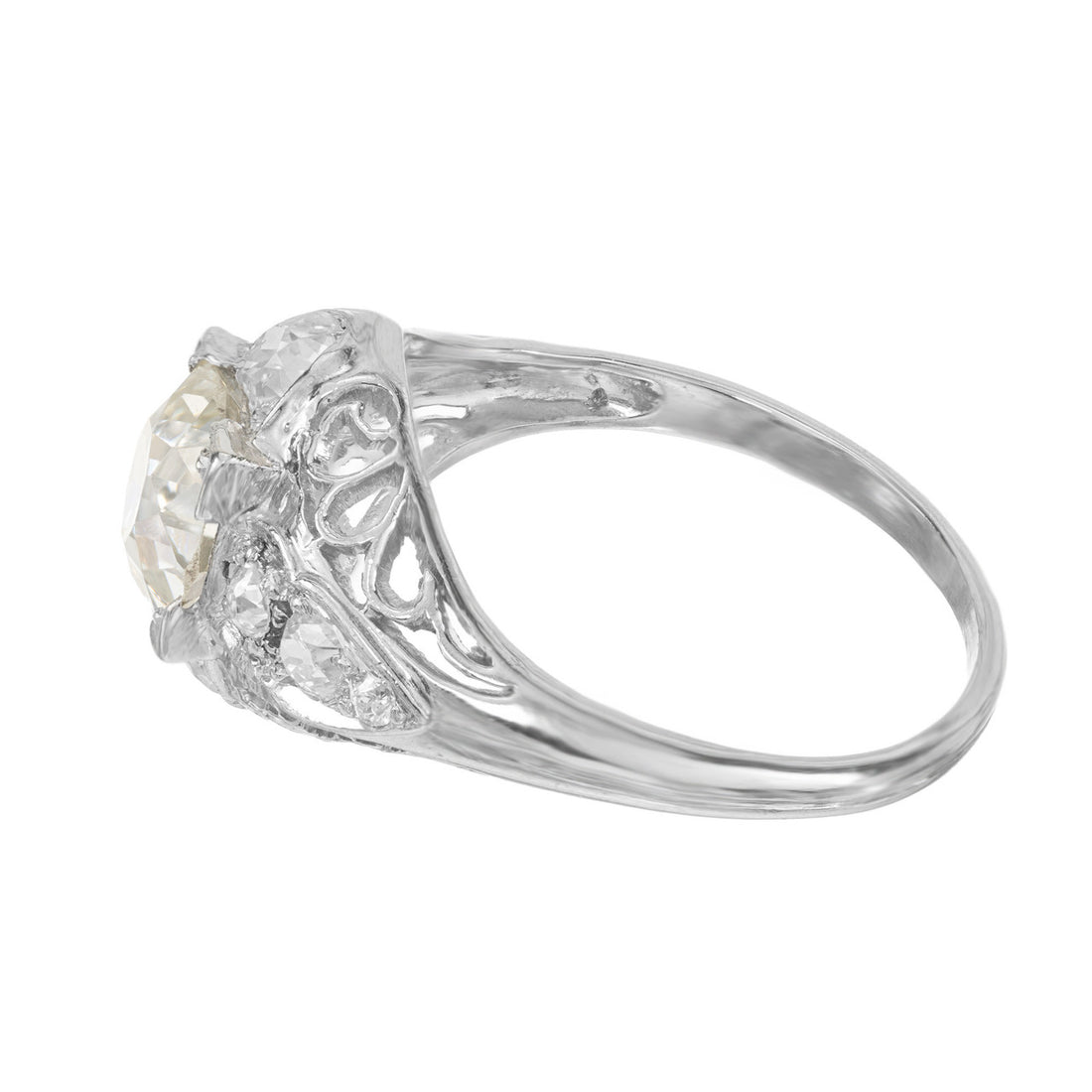 EGL Certified 1.40 Carat Victorian Diamond Filigree Platinum Engagement Ring – image 5