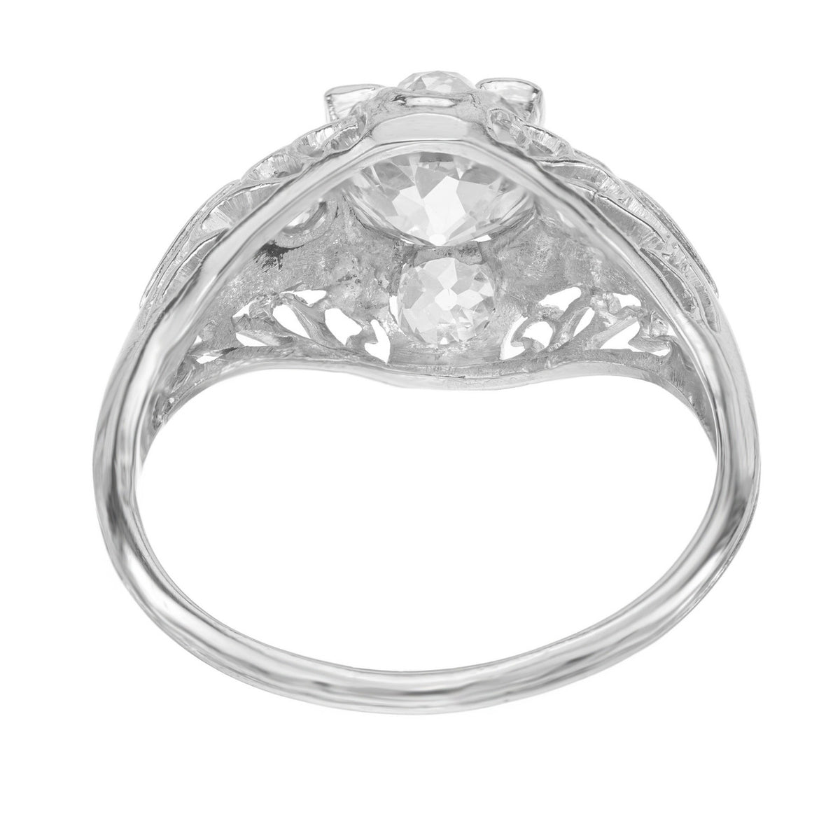 EGL Certified 1.40 Carat Victorian Diamond Filigree Platinum Engagement Ring – image 6