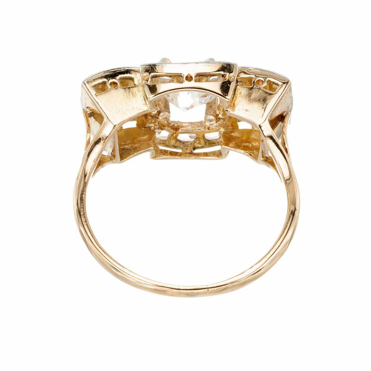 Victorian .60 Carat Diamond Gold Silver Bow Engagement Ring – image 5