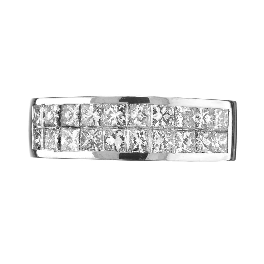 1.50 Carat Diamond Princess Cut Two-Row Wedding Band Platinum Ring – image 2
