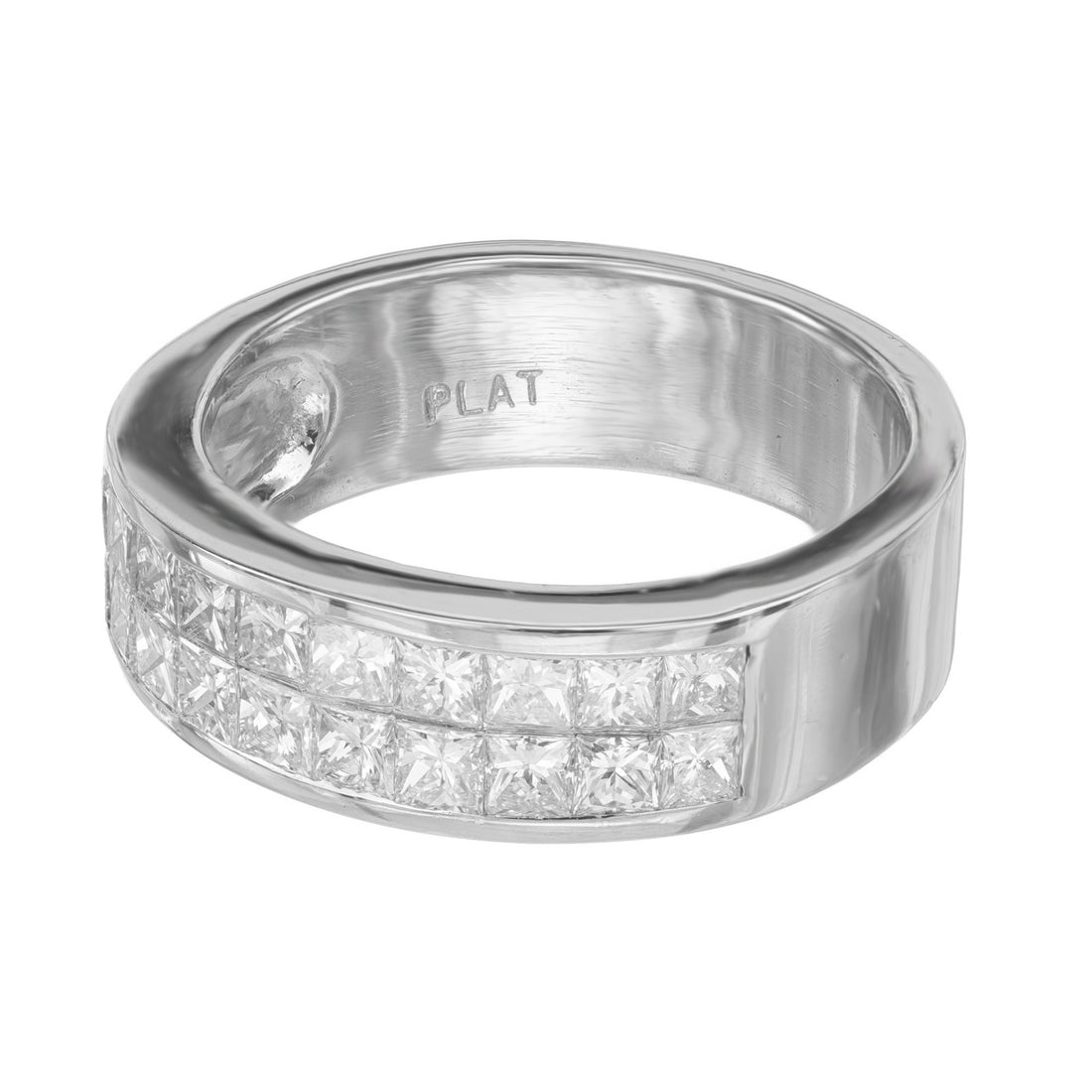 1.50 Carat Diamond Princess Cut Two-Row Wedding Band Platinum Ring – image 3