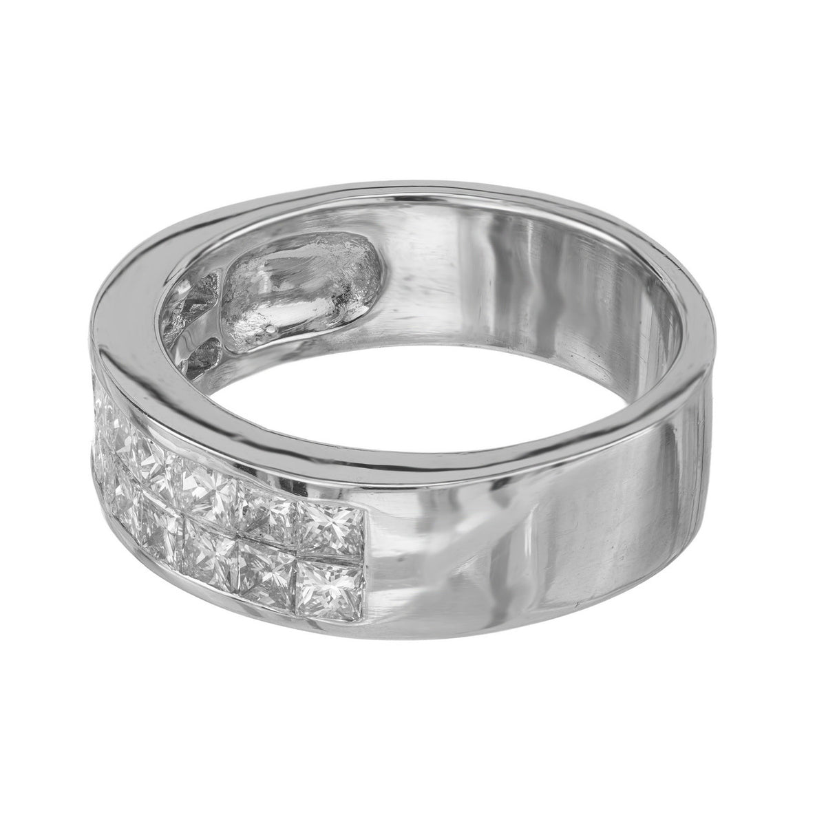 1.50 Carat Diamond Princess Cut Two-Row Wedding Band Platinum Ring – image 4