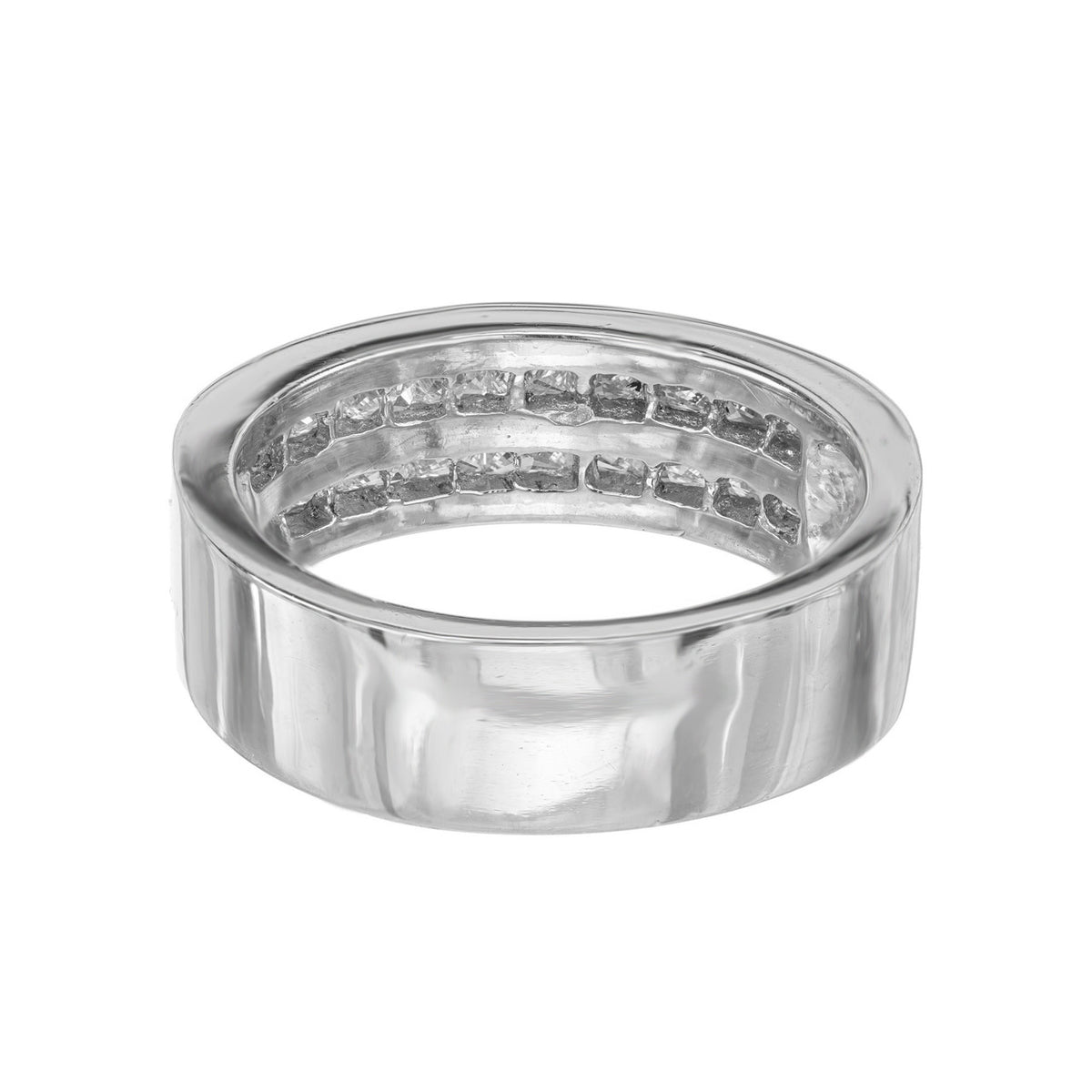 1.50 Carat Diamond Princess Cut Two-Row Wedding Band Platinum Ring – image 5