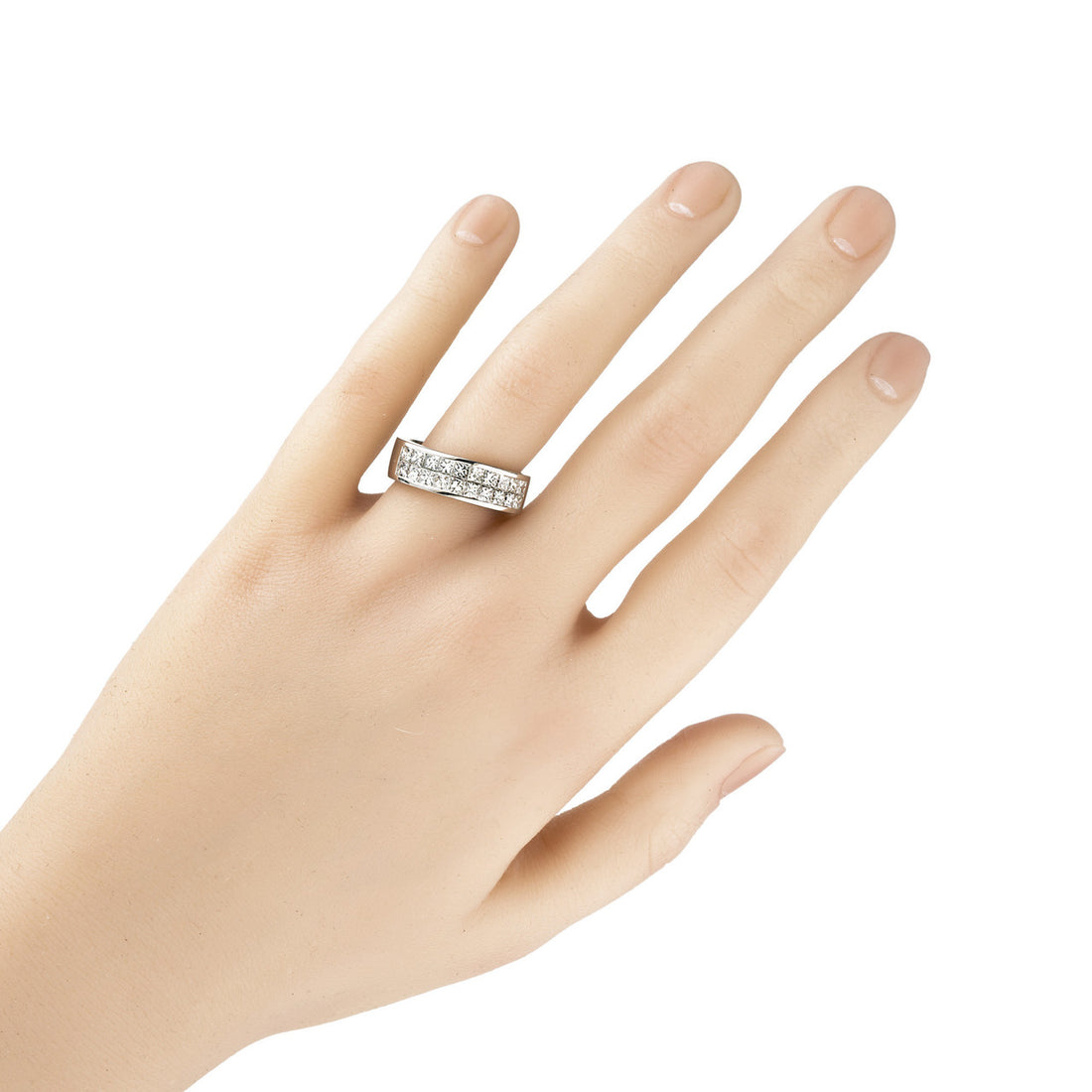 1.50 Carat Diamond Princess Cut Two-Row Wedding Band Platinum Ring – image 6