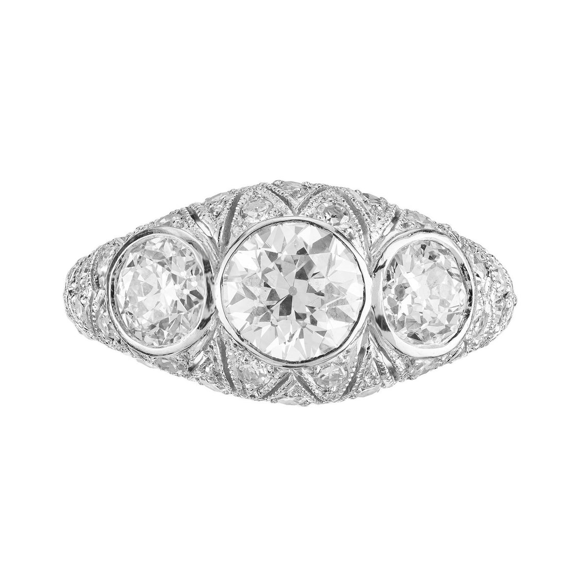 GIA 1.12 Carat Old European Cut Diamond Art Deco Platinum Engagement Ring