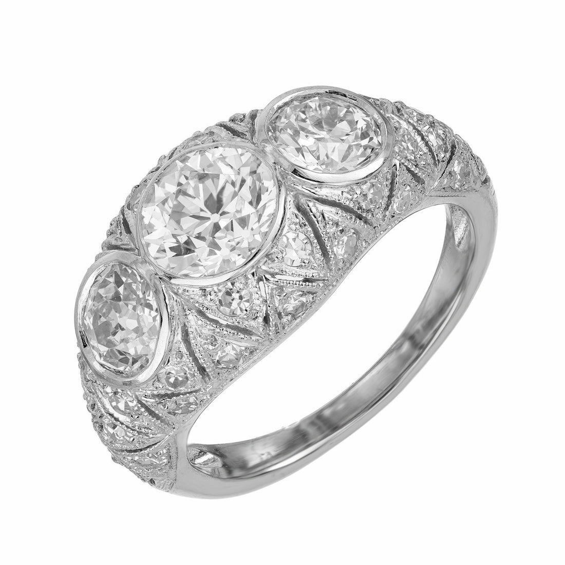 GIA 1.12 Carat Old European Cut Diamond Art Deco Platinum Engagement Ring – image 2