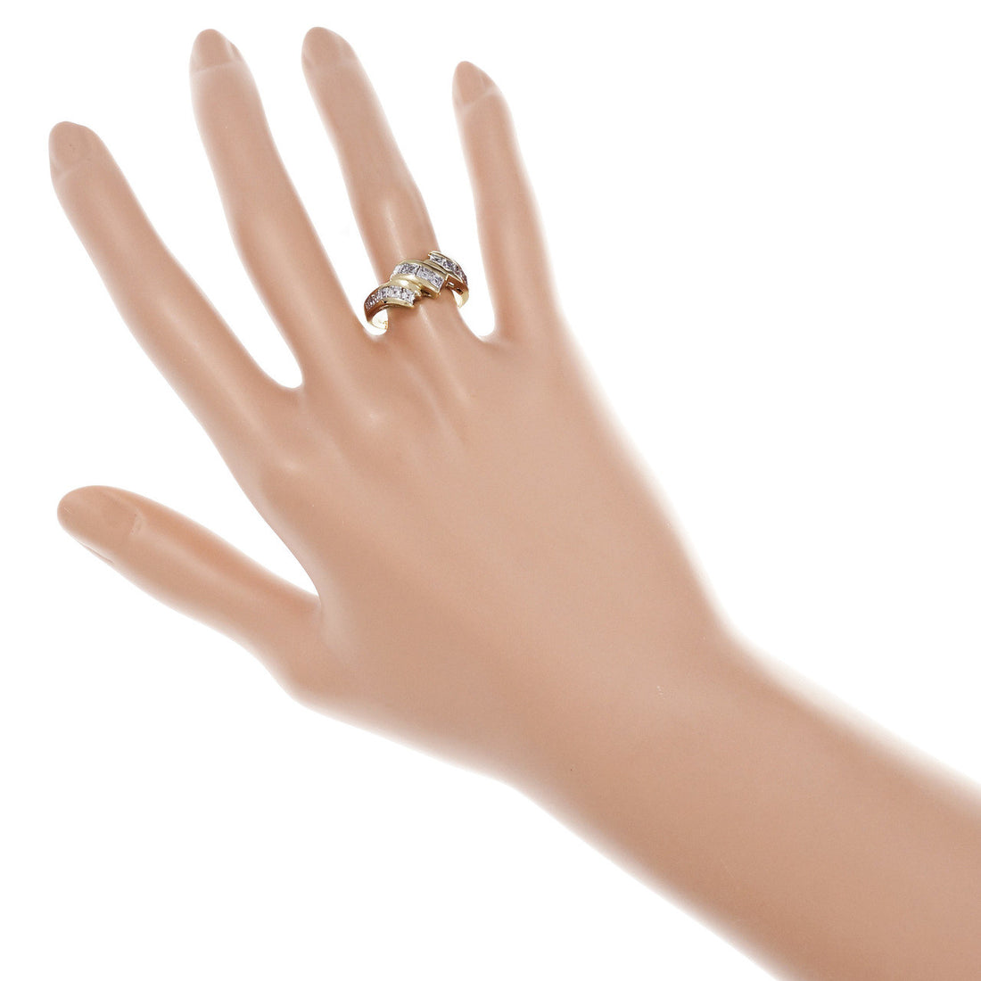 Estate Step Cut Diamond Swirl Ring 18k Yellow Gold – image 6