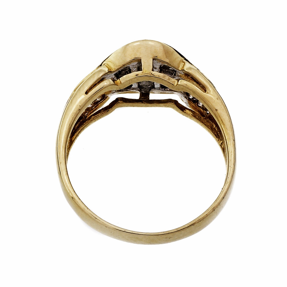 Estate Dome Ring Channel Set Round Tapered Baguette Diamonds 18k Gold – image 5
