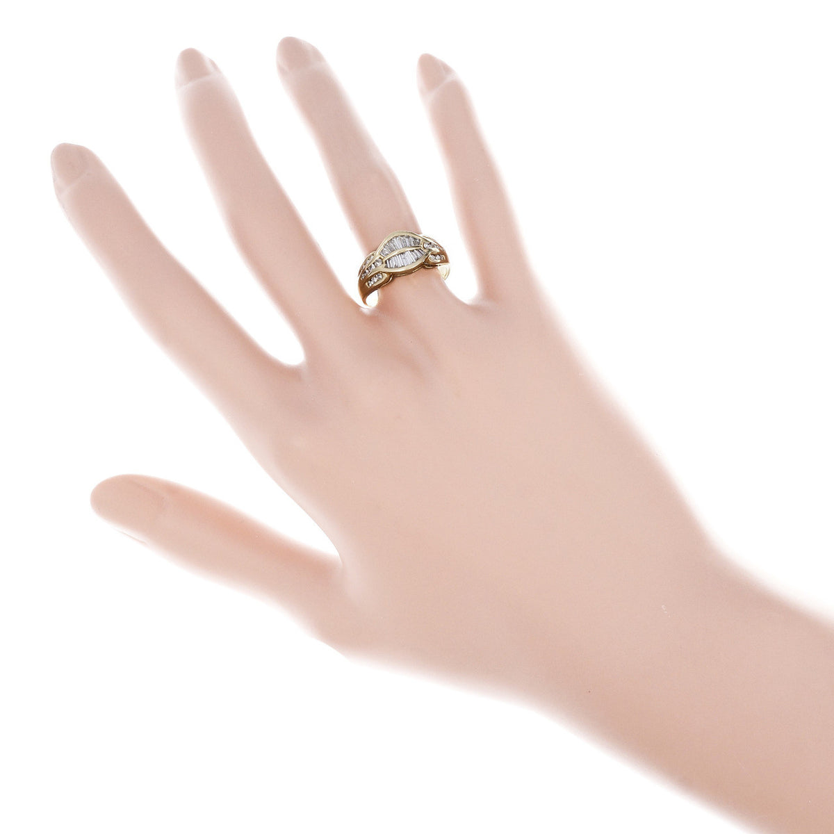 Estate Dome Ring Channel Set Round Tapered Baguette Diamonds 18k Gold – image 6