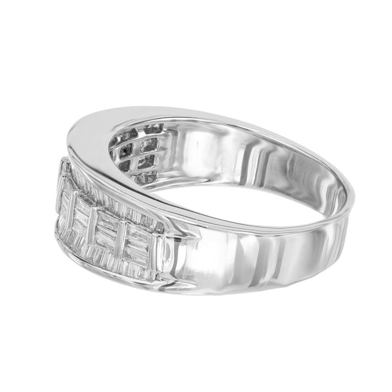 2.50 Carat Baguette Diamond Cluster 14k White Gold Band Ring – image 3