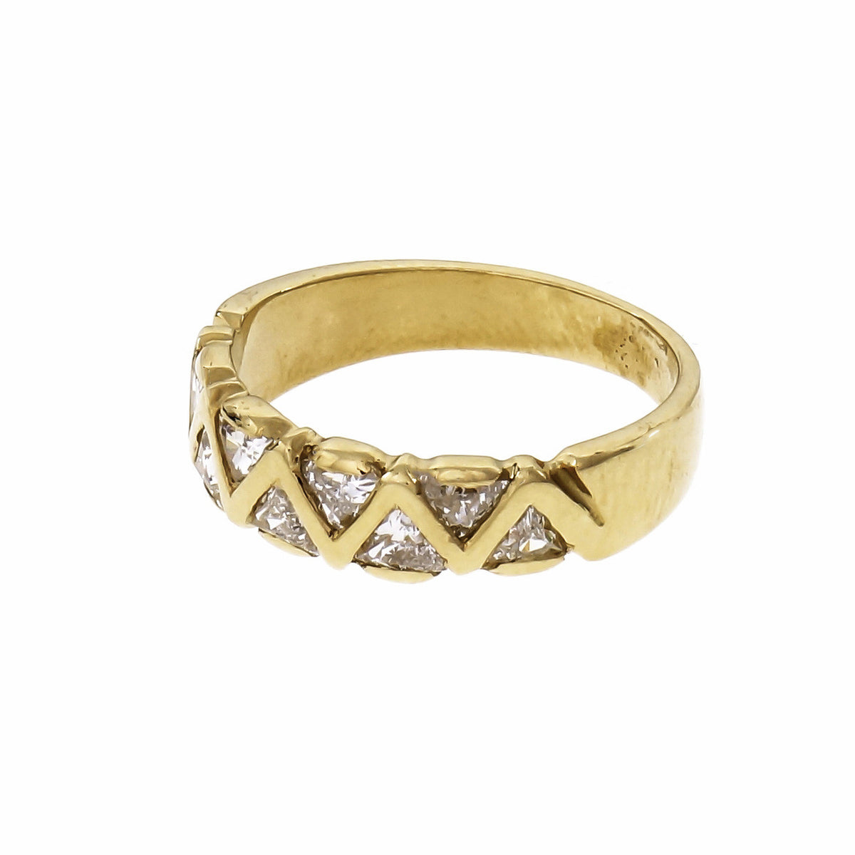 Triangle Diamond Wedding Band 18k Yellow Gold Ring – image 2
