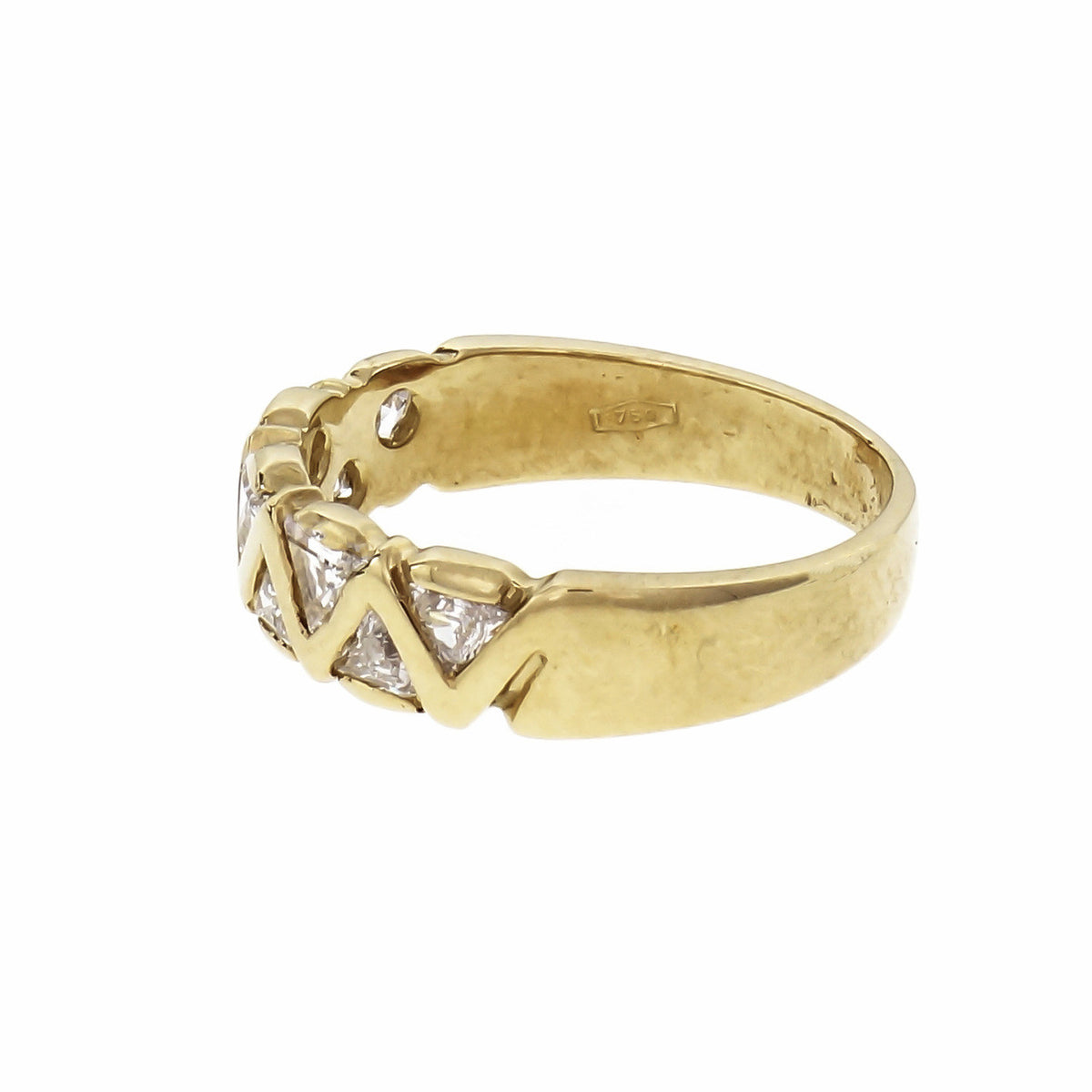 Triangle Diamond Wedding Band 18k Yellow Gold Ring – image 3