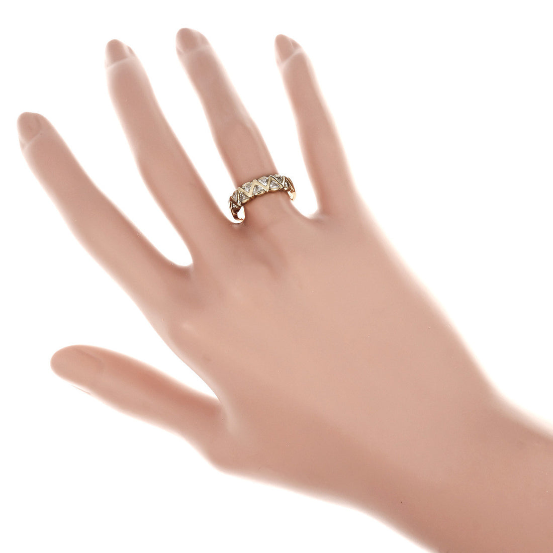 Triangle Diamond Wedding Band 18k Yellow Gold Ring – image 6