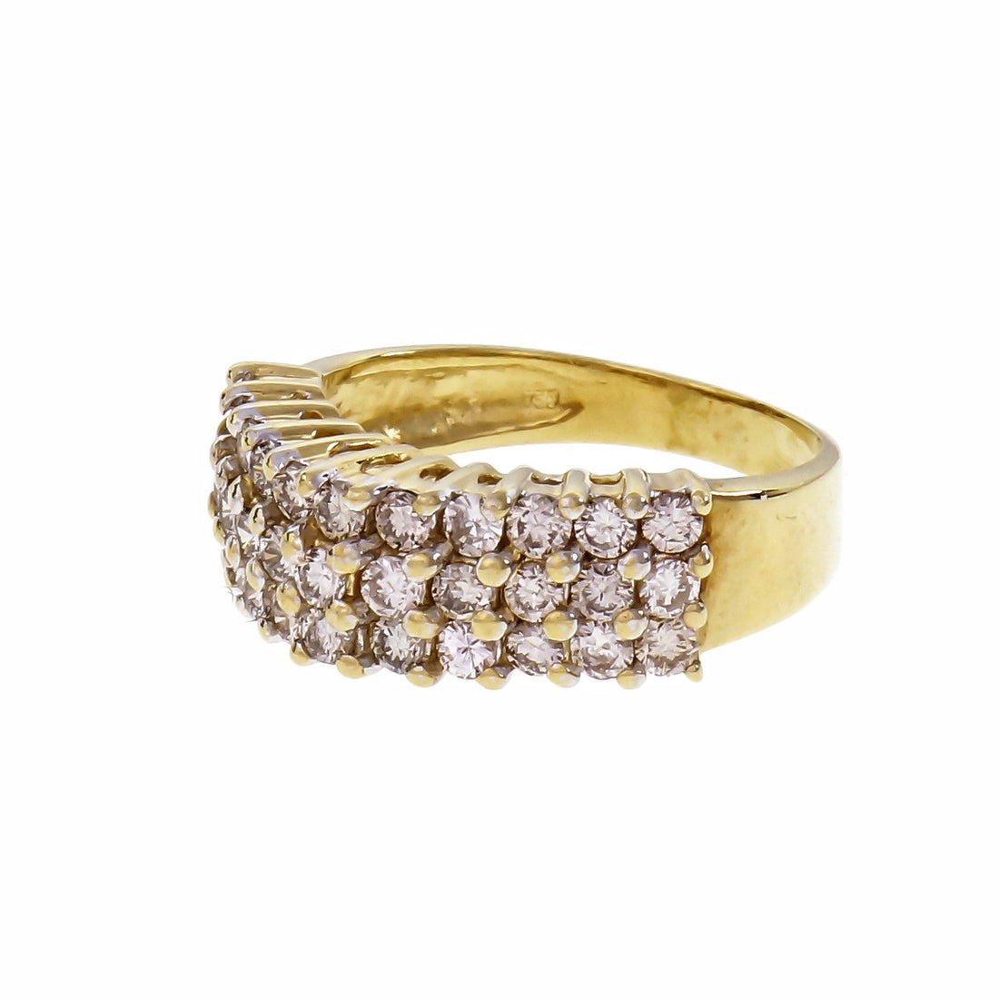 Vintage 1960 3 Row Pyramid Diamond Ring 18k Yellow Gold – image 2