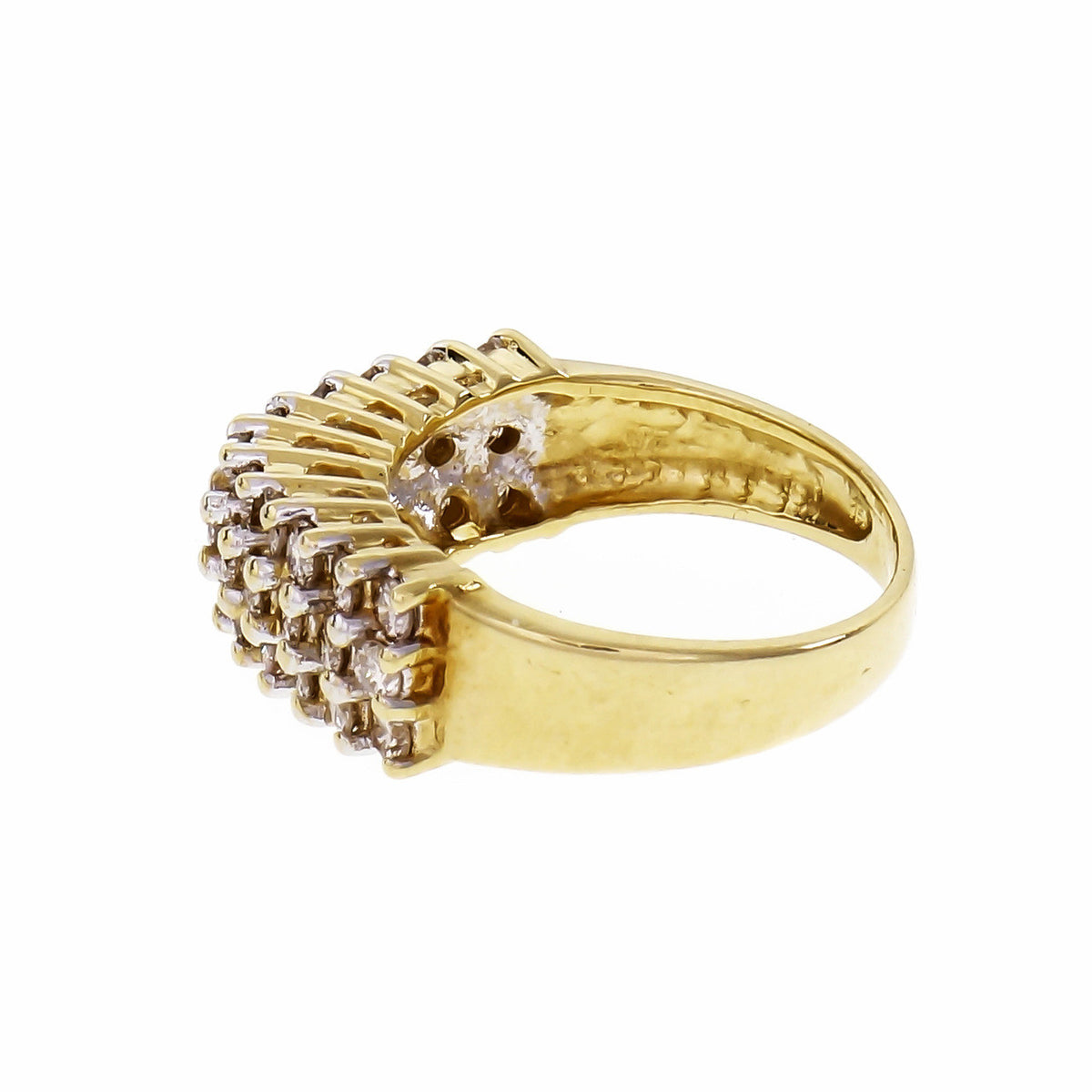 Vintage 1960 3 Row Pyramid Diamond Ring 18k Yellow Gold – image 3