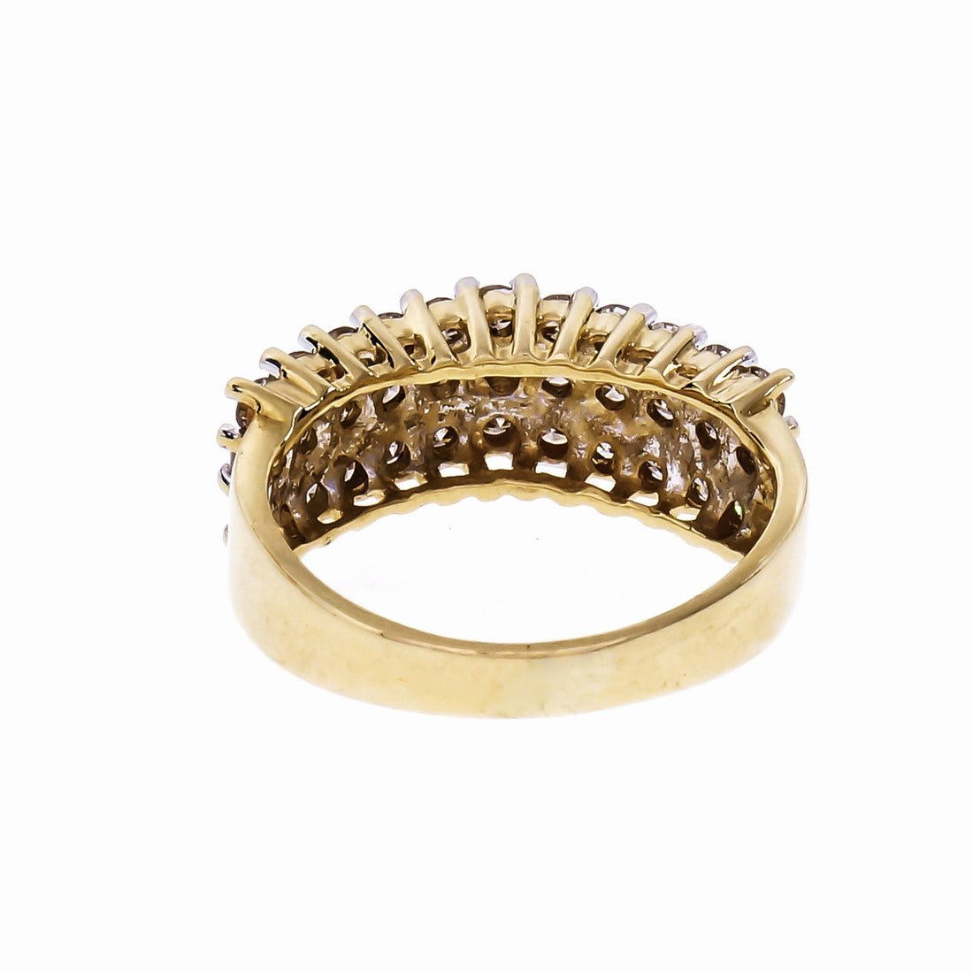 Vintage 1960 3 Row Pyramid Diamond Ring 18k Yellow Gold – image 4