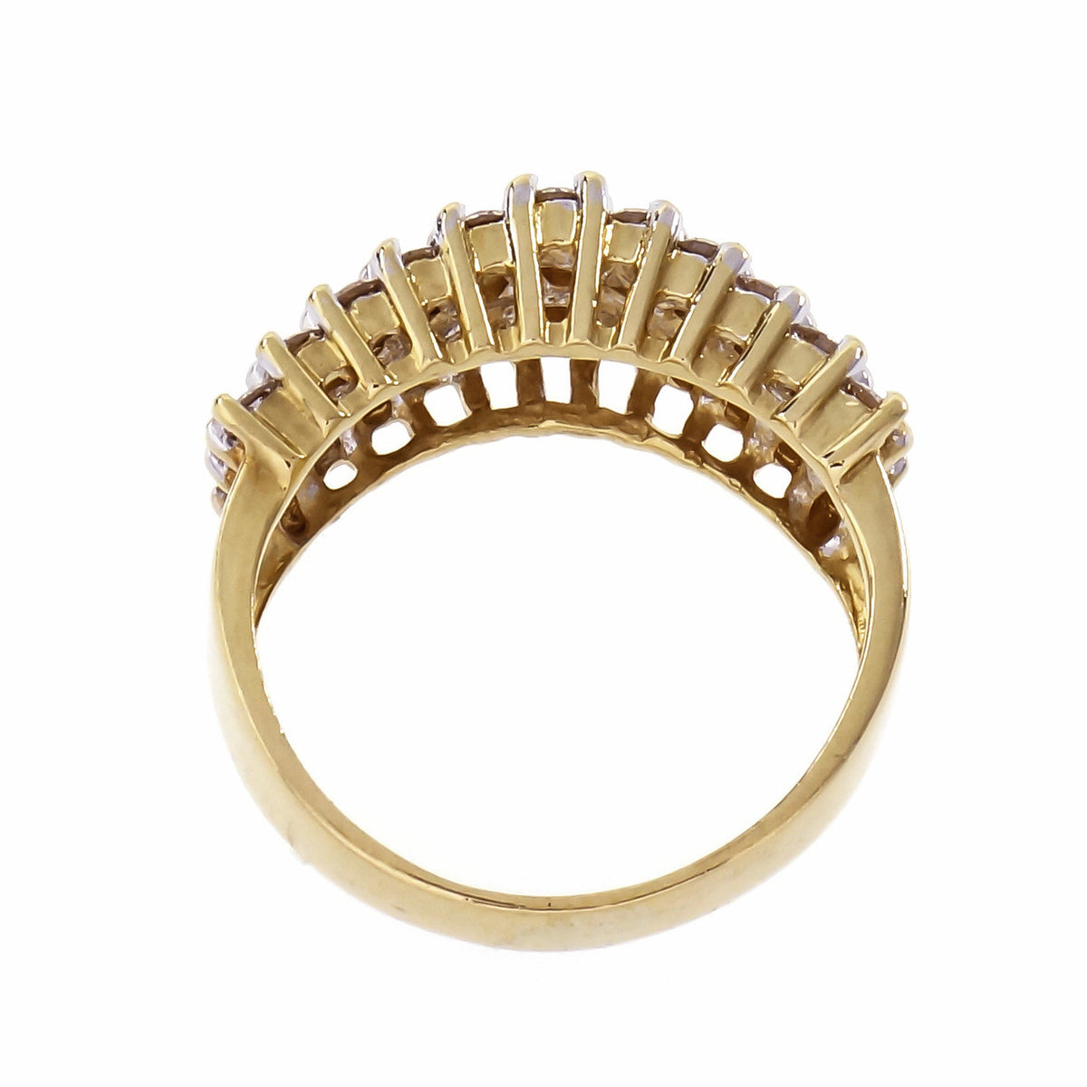 Vintage 1960 3 Row Pyramid Diamond Ring 18k Yellow Gold – image 5