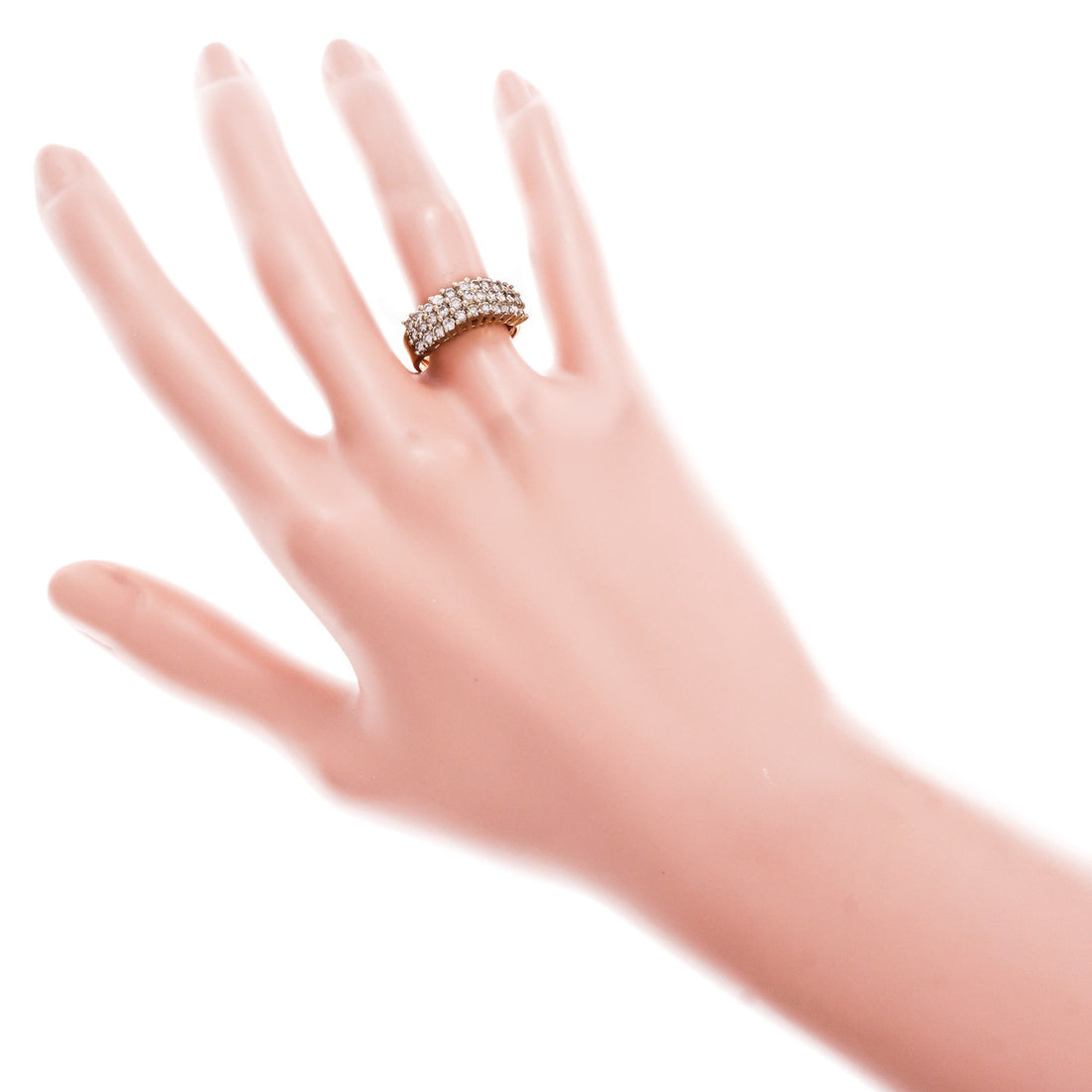 Vintage 1960 3 Row Pyramid Diamond Ring 18k Yellow Gold – image 6