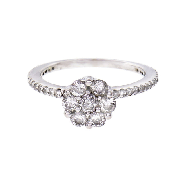 Diamond Cluster Engagement Ring .52ct 14k White Gold