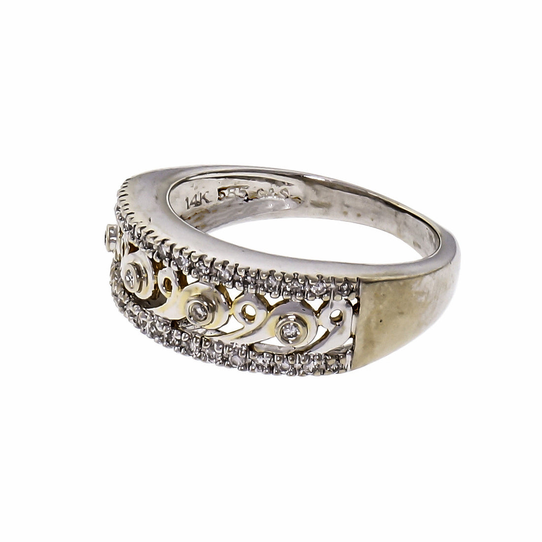Open Work Diamond 2-Tone 14k Gold Band Ring – image 2