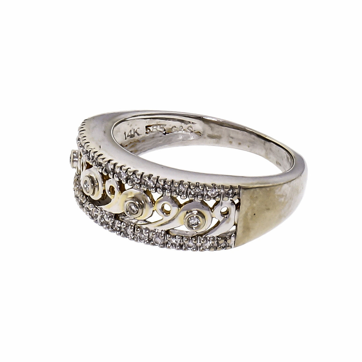 Open Work Diamond 2-Tone 14k Gold Band Ring – image 2