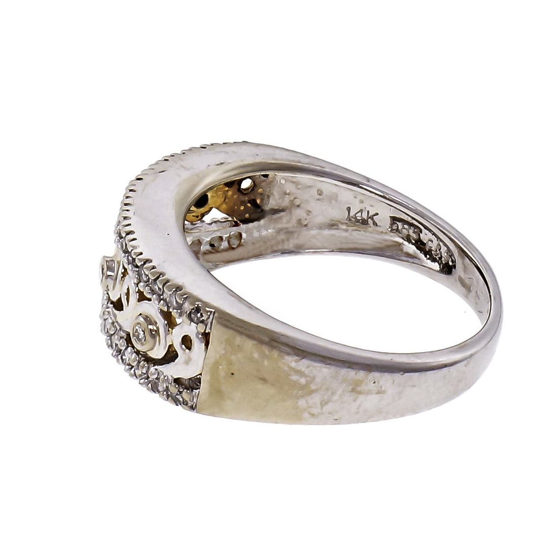 Open Work Diamond 2-Tone 14k Gold Band Ring – image 3
