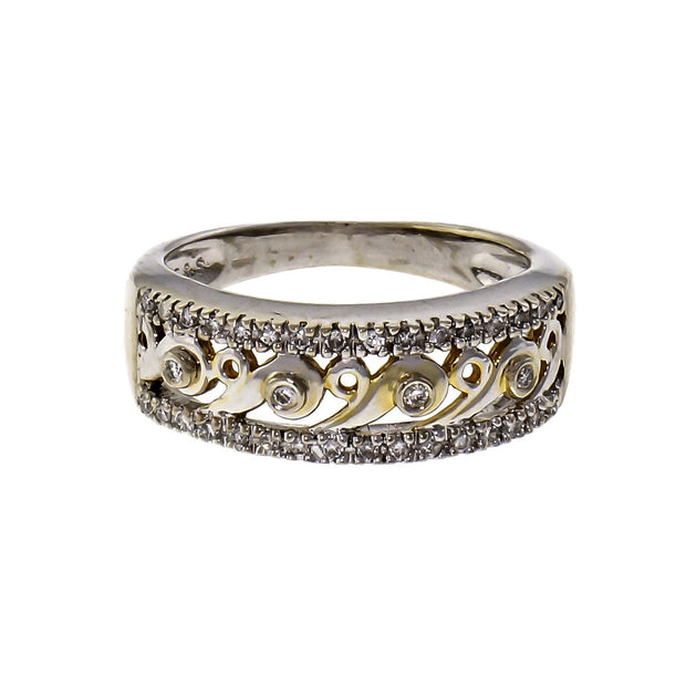 Open Work Diamond 2-Tone 14k Gold Band Ring