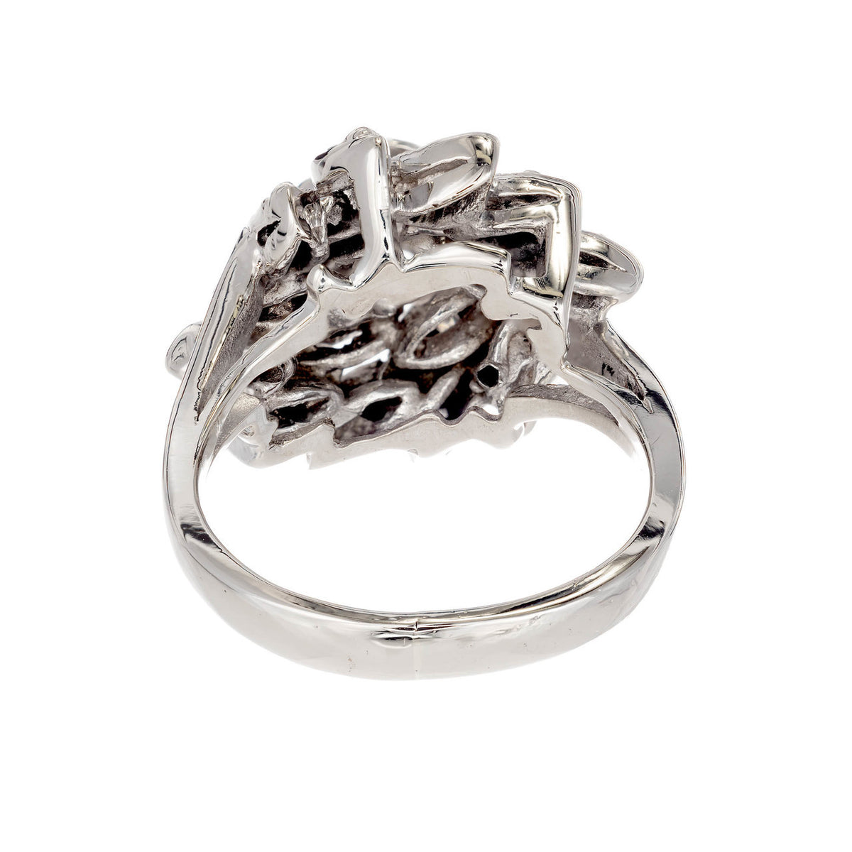 14 Carat White Gold Diamond Flower Cluster Cocktail Ring – image 3