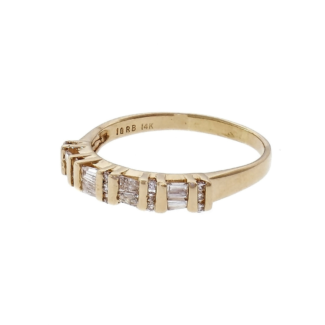Diamond Wedding Band Channel Set In 14k Yellow Gold – image 2
