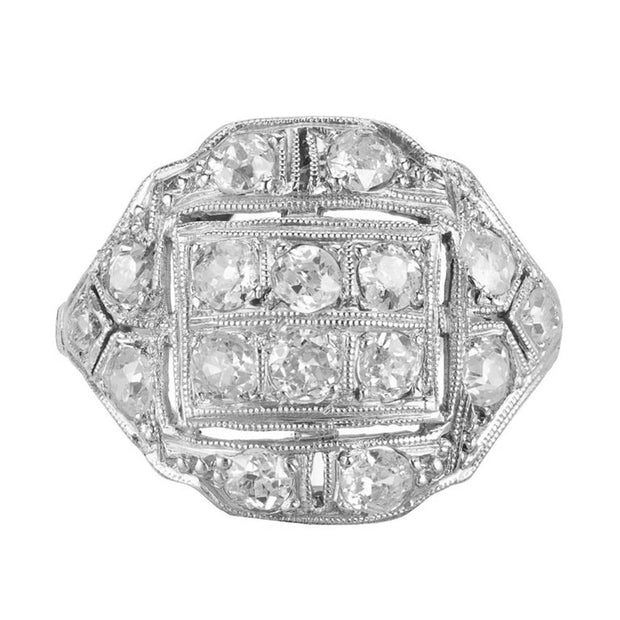 Victorian .90ct Old Mine Diamond Platinum Cluster Ring, Circa 1890