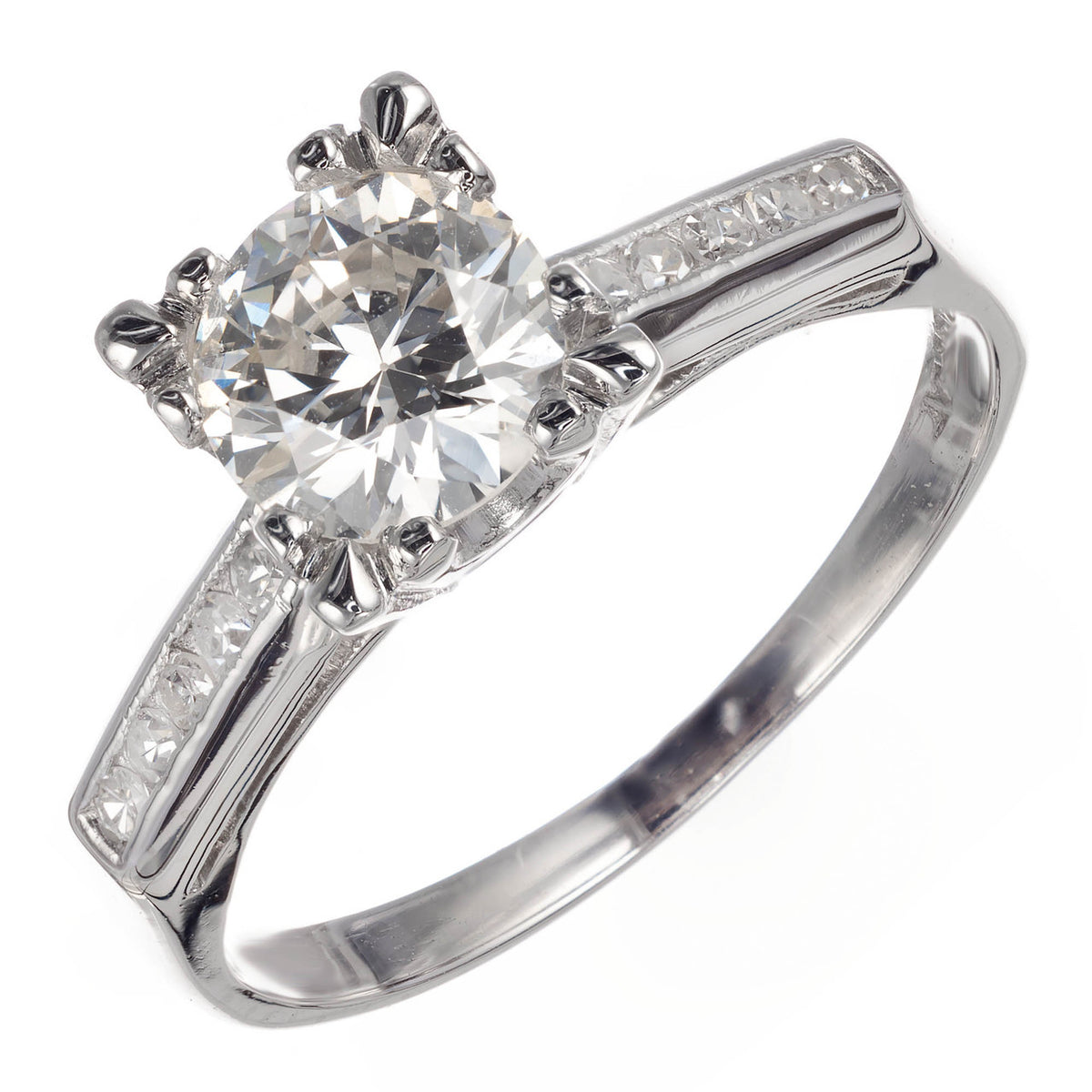 EGL Certified .89 Carat Diamond Platinum Engagement Ring – image 2
