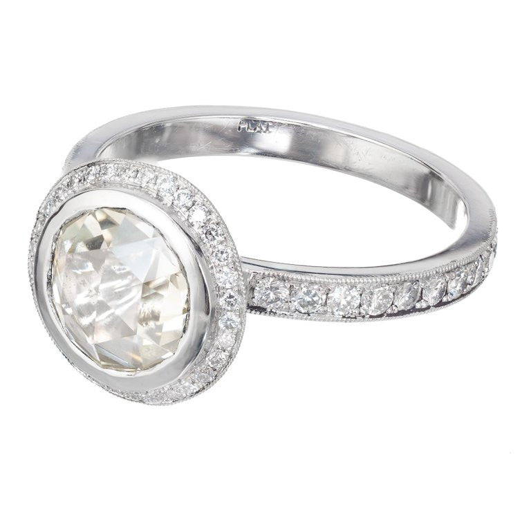 Peter Suchy GIA Certified 1.46 Carat Diamond Platinum Halo Engagement Ring – image 2