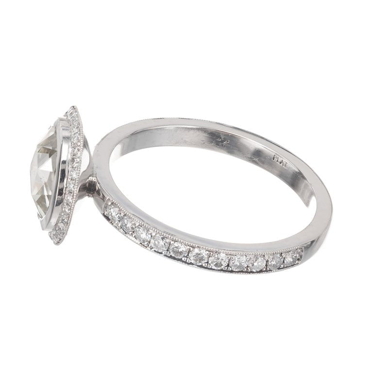 Peter Suchy GIA Certified 1.46 Carat Diamond Platinum Halo Engagement Ring – image 3
