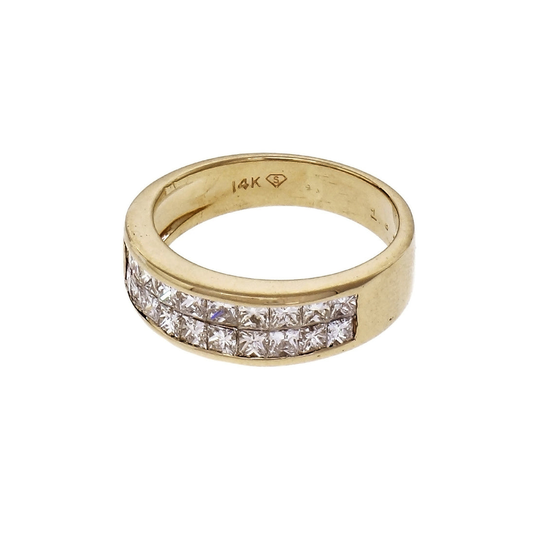 Invisible Set 2 Row Diamond Band 1.11ct 14k Gold – image 2