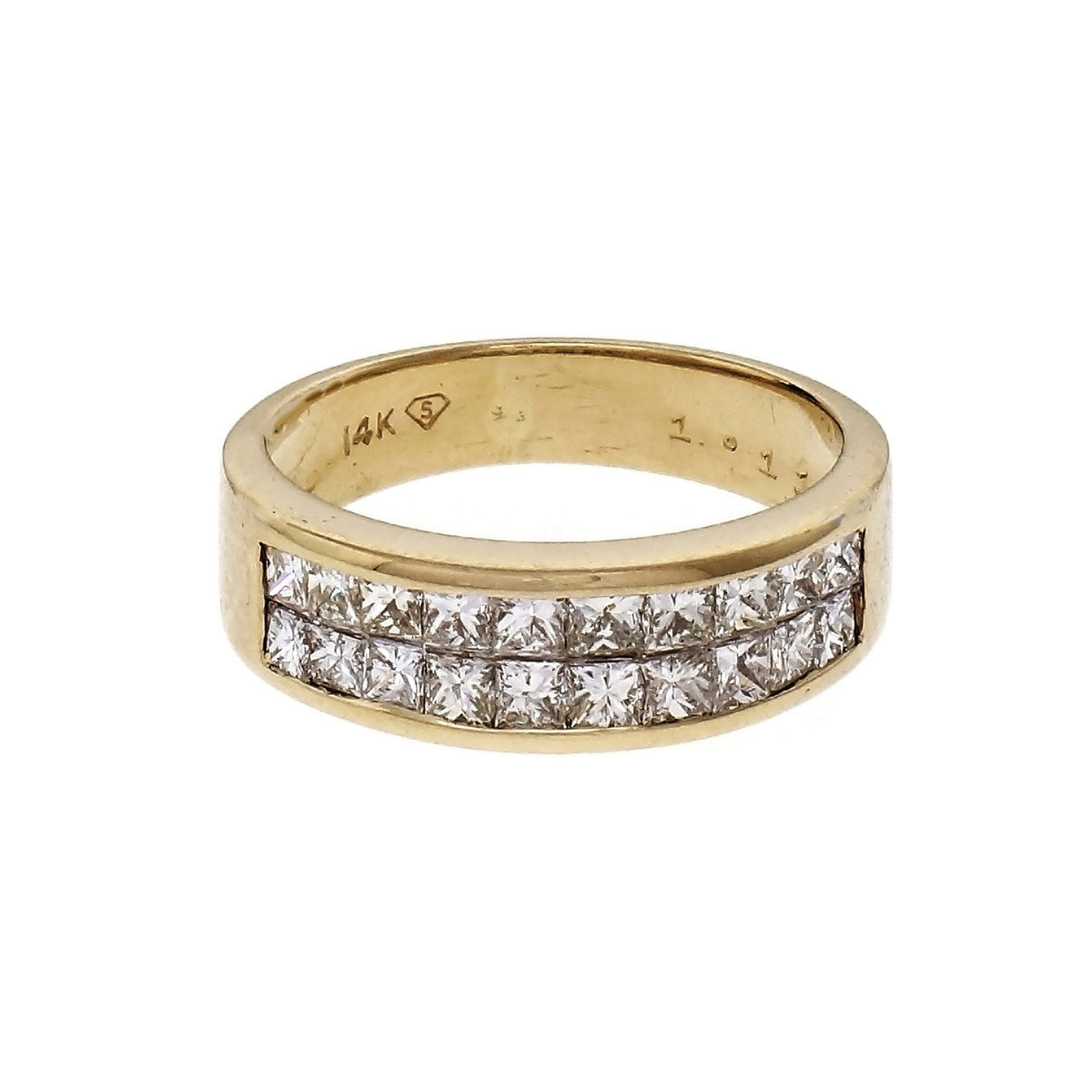 Invisible Set 2 Row Diamond Band 1.11ct 14k Gold