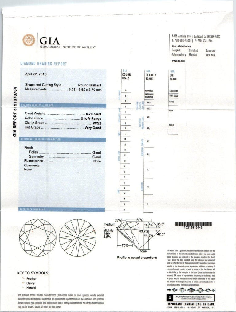 GIA Certified .78 Carat Round Yellow Diamond White Gold Art Deco Engagement Ring – image 3