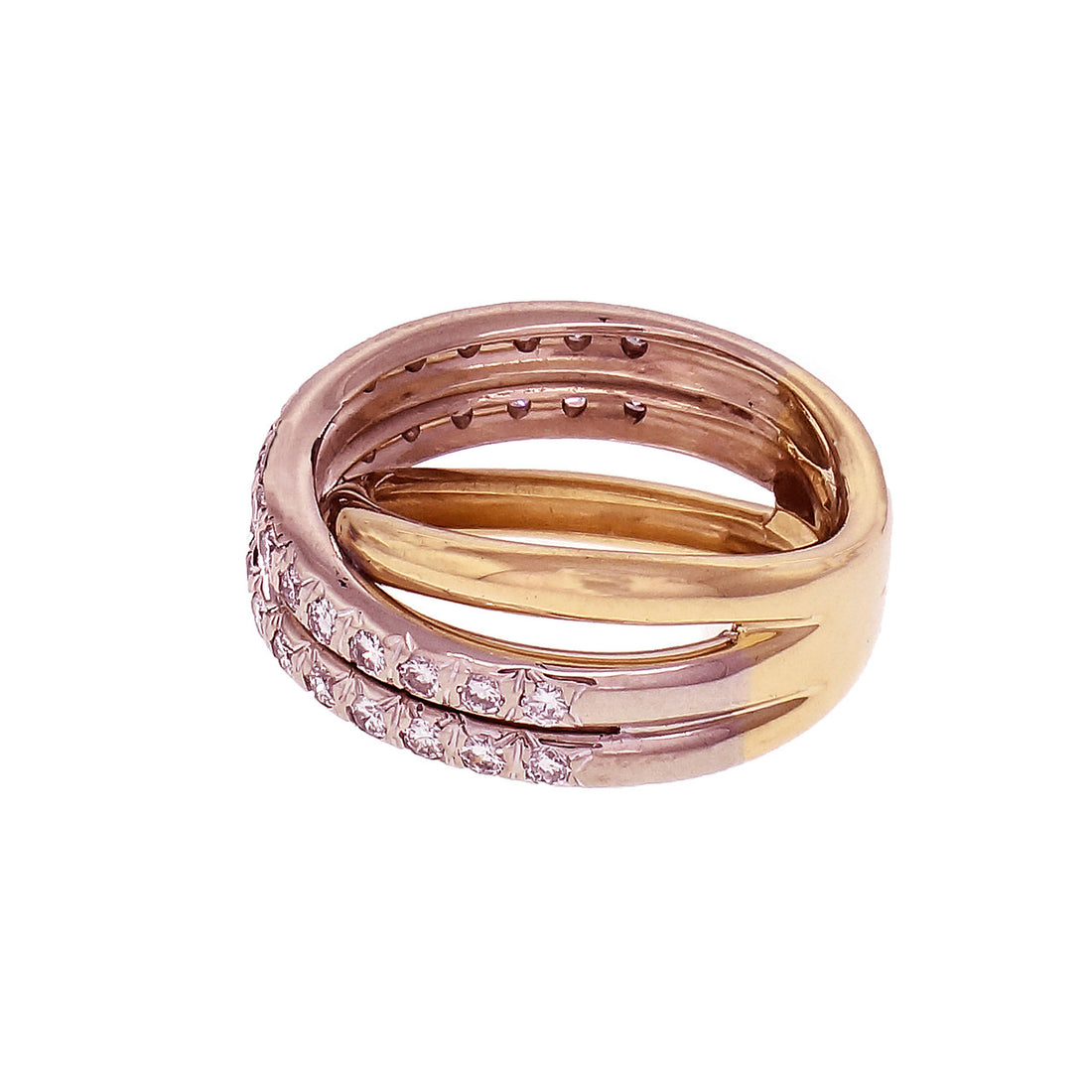 Estate Cross-Over Diamond Ring 18k Yellow Gold – image 4